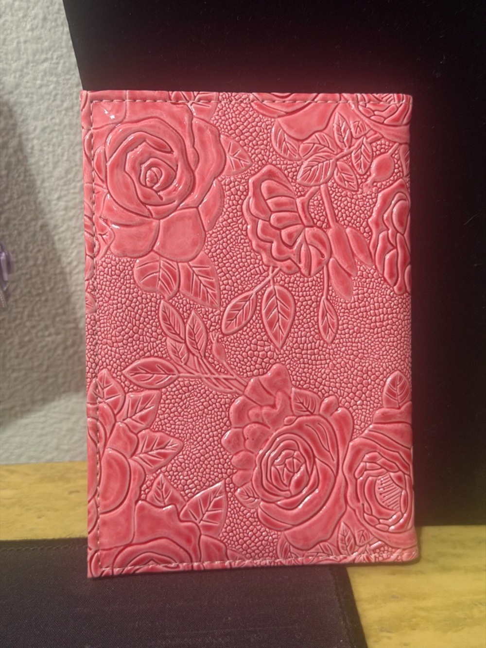 Passport Holder Embossed Rose Pink - Picture 2 of 3